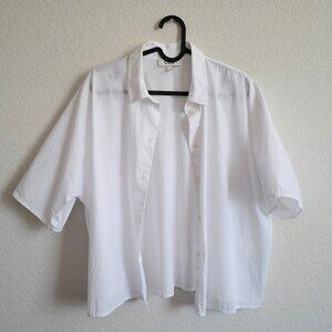 COS White Boxy Short-Sleeved Lightweight 100% Cotton Poplin Casual Shirt Size 8